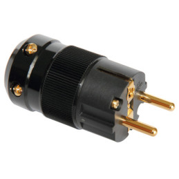 Power connector 220V schuko gold plated black body