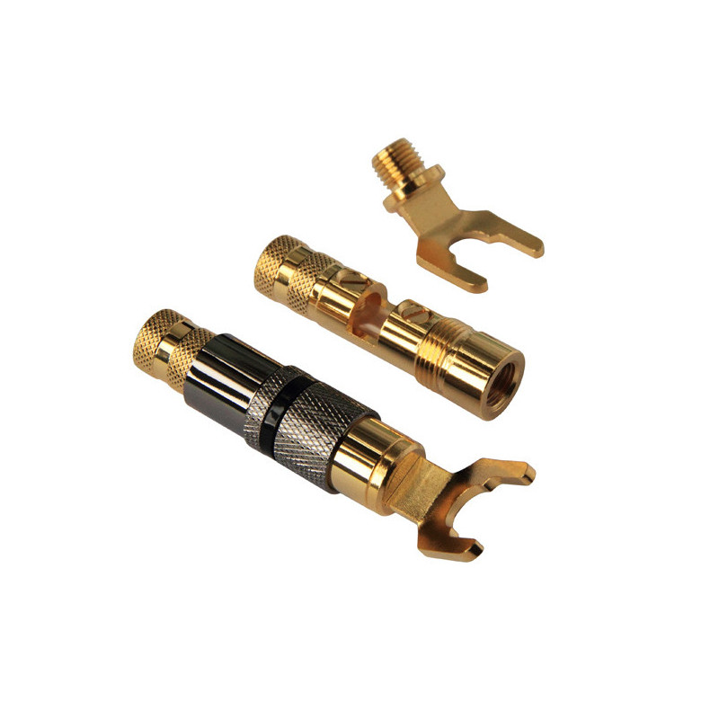 Spades Plug Gold and Zinc Alloy plated cable 6.2mm