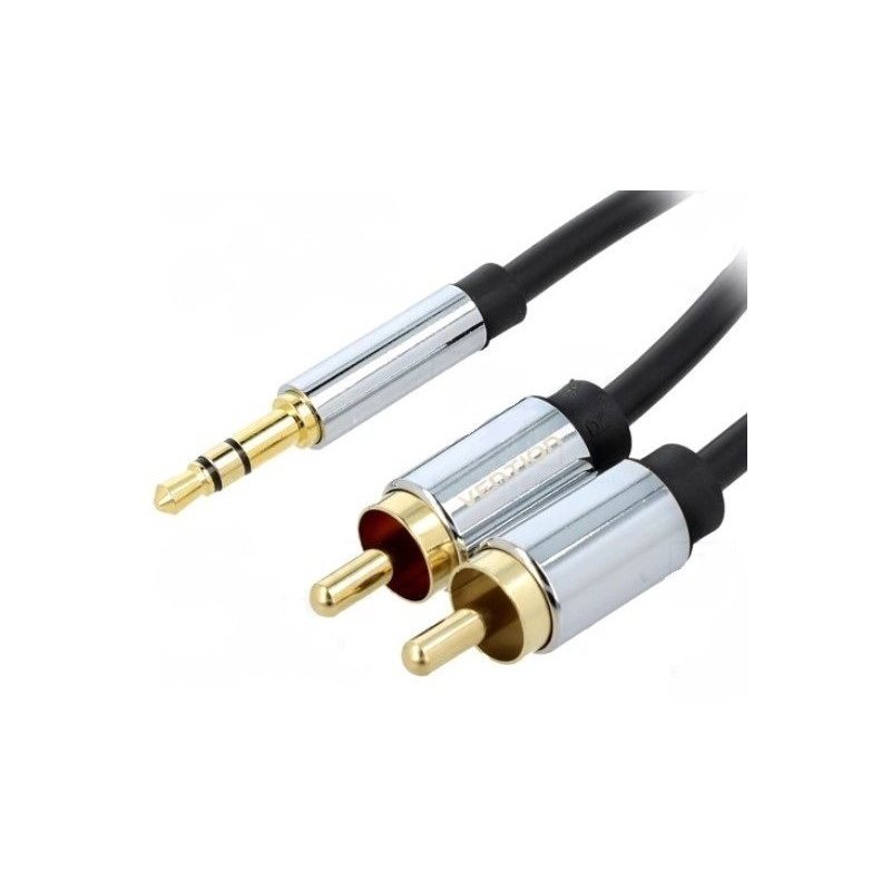 Cable jack 3.5mm stereo - 2 x RCA gold plated - lenght 1m